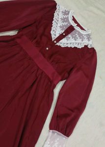 Elegant Lace Detail &amp; Pearl Buttons dress