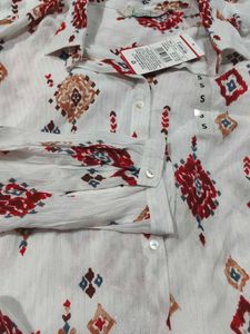 Ethnic Print Kurta blue and white comb