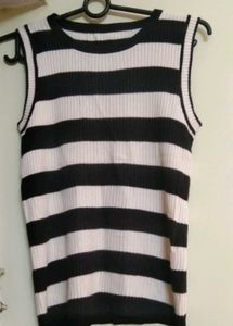Striped Ribbed Sleeveless Top
