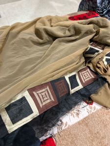 elegant brown and black clasical saree