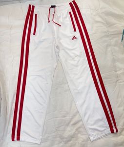Adidas White Track Pants with Red Stripes