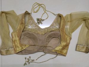 Beautiful Backless Golden Color Blouse