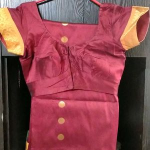 Maroon Silk Saree with Blouse
