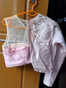 couture designer Pink Saree Embellished Blouse