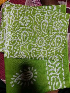 Beautiful Green Saree with White Print