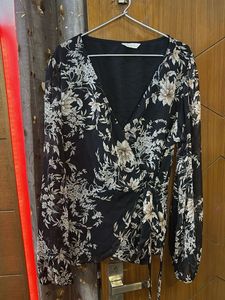 Chic Floral Wrap Blouse