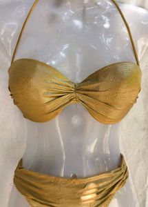 5254. Metallic Gold Bikini Set