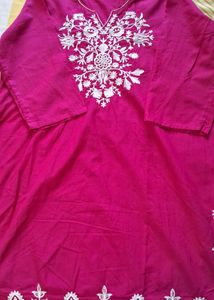 Vibrant Pink Embroidered Kurta