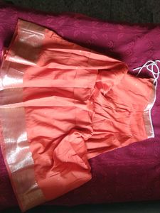 Orange Pattu Langa.with Paranda