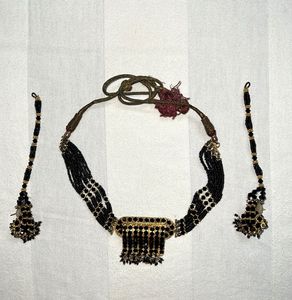 Black Beaded Choker Necklace Set