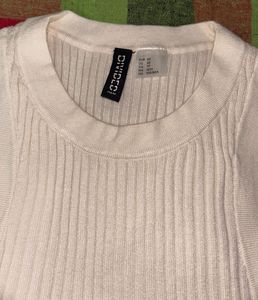 Cream Ribbed Sleeveless Top