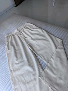 Cream Wide Leg Linen Pants