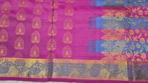 Beautiful Pink Saree with Gold Border