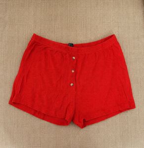 Cozy Red Button-Up Lounge Shorts