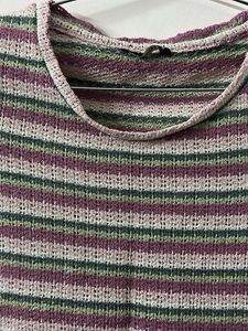 Striped Cropped Knit Top