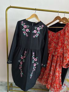 Black Floral Embroidered Dress