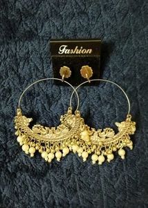 Ethnic Jhumka Hoop Earrings with Pearls