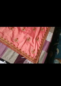 New Elegant Pink Embroidered Saree with blo