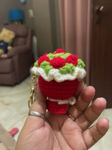 Crocheted Flower Bouquet Keychain