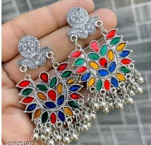 Combo Set Of 4 Pair Oxidized Silver Plated Earring