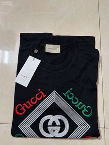 Gucci Black Embroidered Logo T-Shirt Relaxed Fit