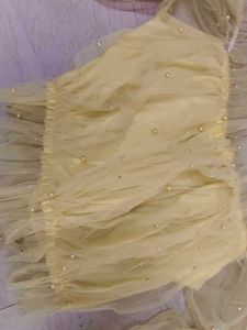 Yellow Tulle Pearl Embellished Blouse