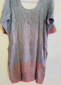 grey printed kurta set with duppata