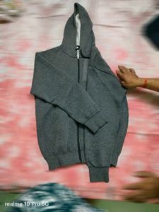 Grey Zip-Up Hoodie with Logo