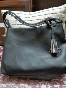 Chic Black Faux Leather Hobo Bag