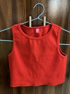 Ribbed Red Tank Top