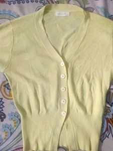 Butter Yellow Ribbed Fitted Top