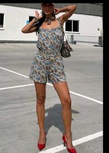 Floral Print Jumpsuit with Belt