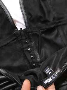 Black Faux Leather Halter Top