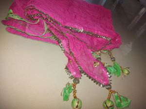 Beautifully Pink Heavy Duppatas Full Length