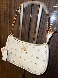 Coach White Embellished Shoulder Bag
