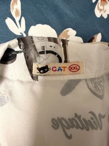 CAT Graphic Print Button-Up Shirt