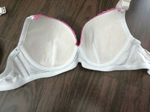 Pink heart white bra with detachable Strips