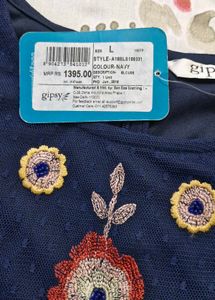 Navy Floral Embroidered Top