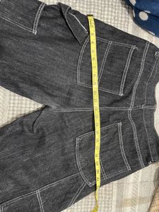 Korean Baggy Men's Black Carpenter Jeans
