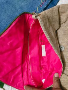 Very Beautiful Embroidery Jeans With Purse