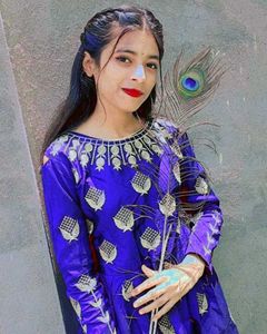 Elegant Blue &amp; Gold Ethnic Gown