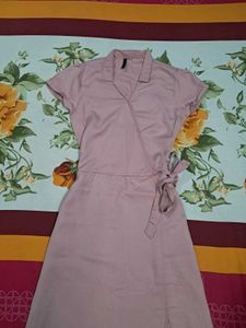 Elegant Pink Wrap Dress