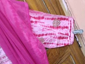BrandNew PinkTie-DyeEmbrdry Kurta+Patiala