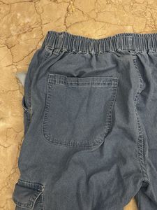 Light Wash Denim Cargo Joggers