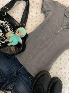 Aeropostale Grey Polo T-Shirt with Denim Shorts