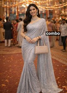 🪷Vintage Combo 🎉 Organza Saree with handbag 🎉