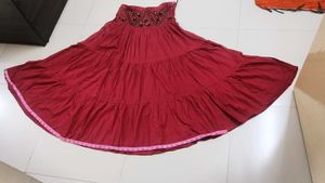 Party Wear Rust Embellished Ethnic Skirt
