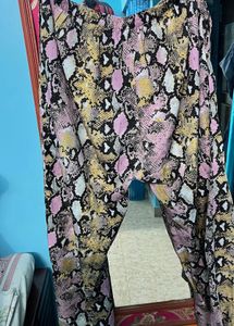 Stylish Snakeskin Print Wide-Leg Pants