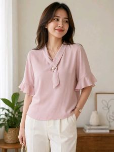 Chic Pink Ruffle Sleeve Top