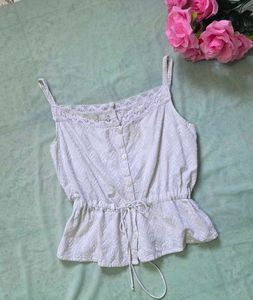 Pinterest cute White Lace Strap Peplum Top | Cut